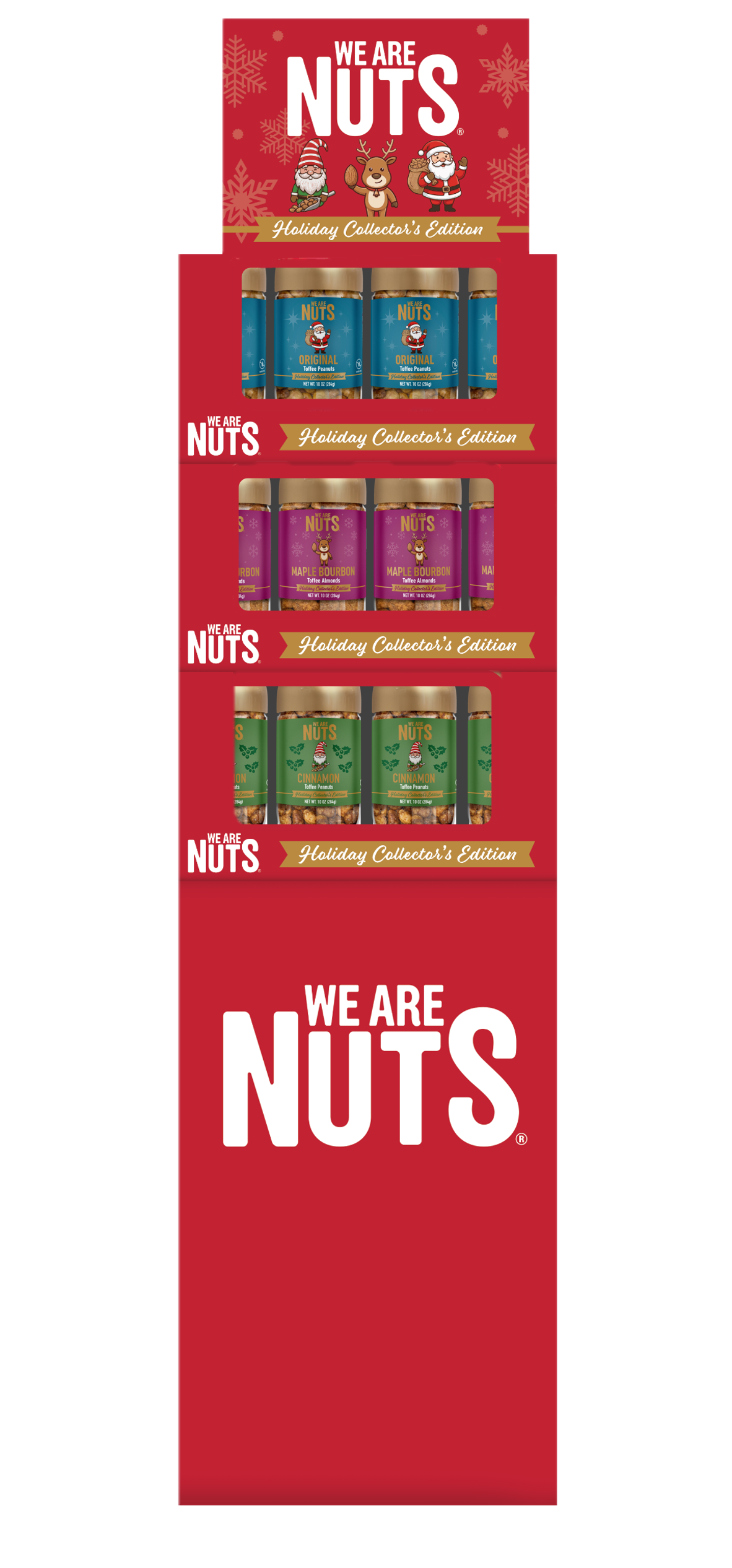 3 Flavor Toffee Holiday Edition 36 Count Floor Display PPK Shipper (Original, Maple Bourbon, Cinnamon)