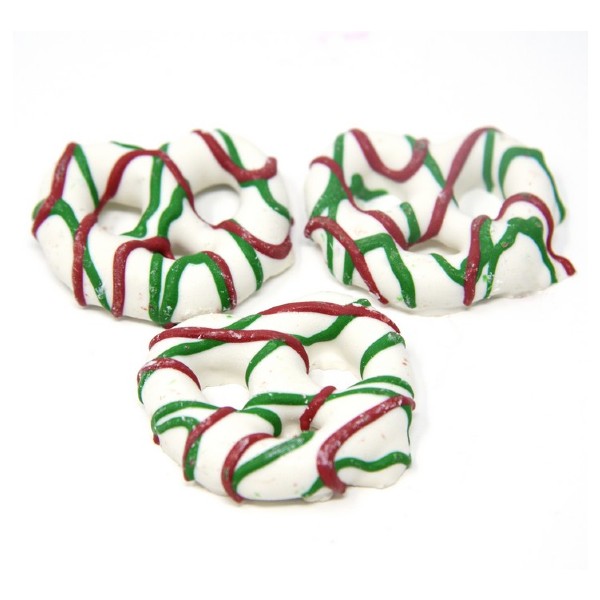 Yogurt Red & Green Drizzled Pretzels