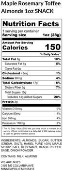 Maple Rosemary Toffee Almonds - Snack Size